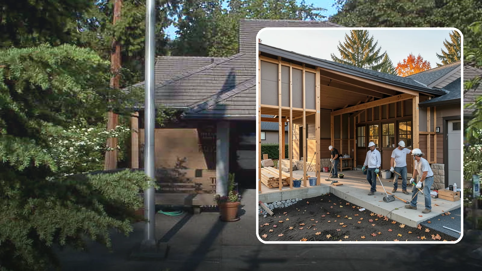 Breezeway Construction in Yarrow Point, King County, WA - A breezeway builds a covered connection between your home and a garage or outbuilding so you stay dry moving between them.