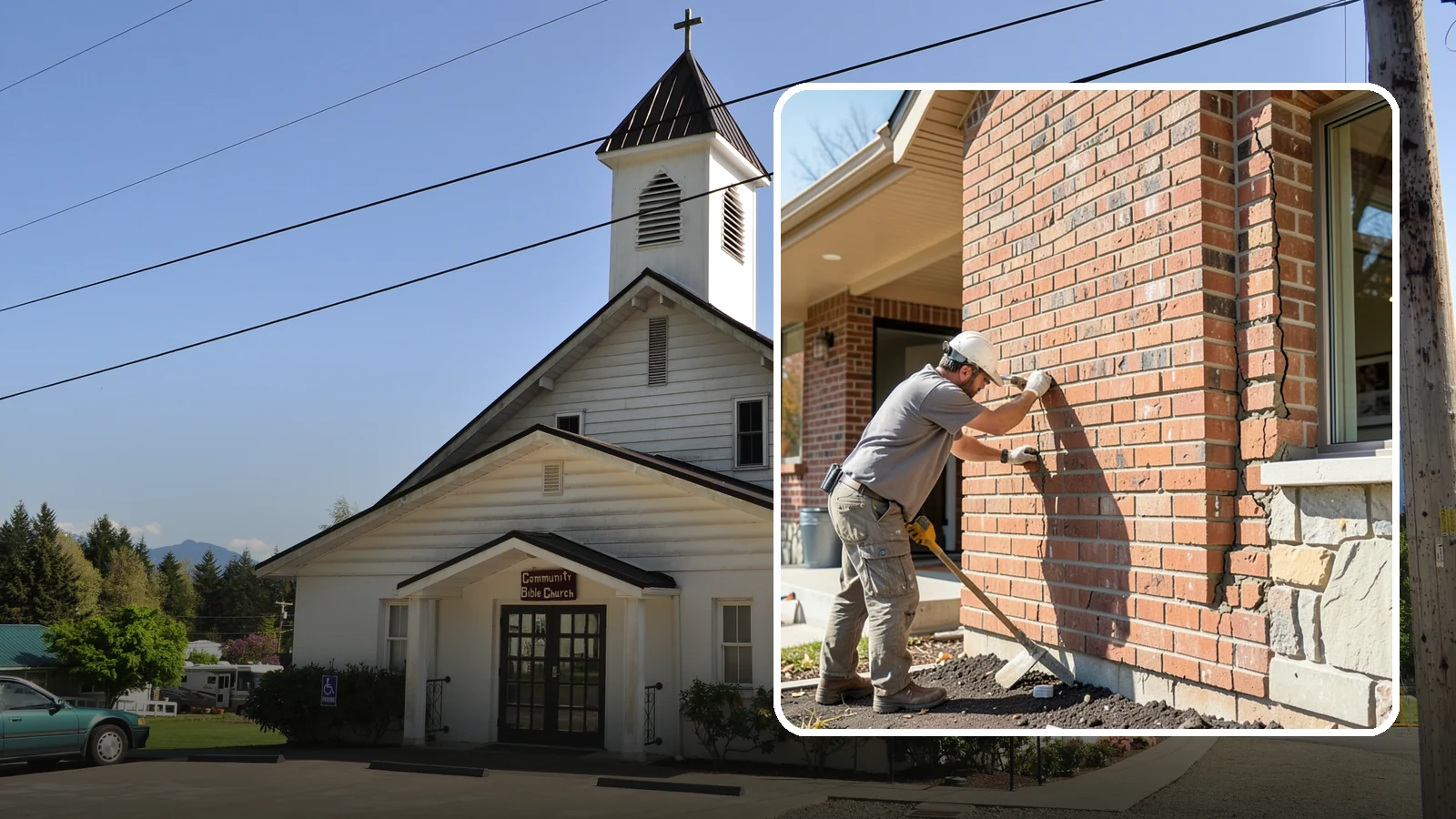 Brick Repair in Concrete, Skagit County, WA - Repair of cracked, spalling, or displaced brick to restore both strength and appearance.