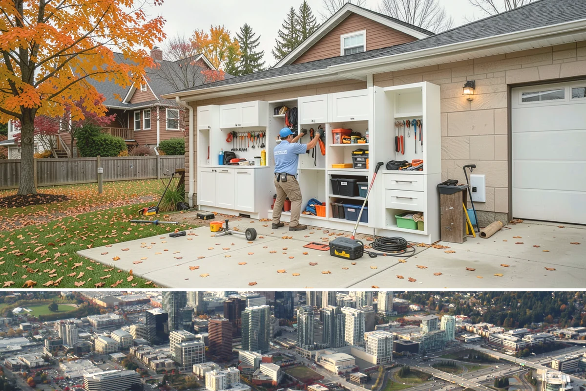 Brick Steps Construction in Bellevue, King County, WA - Brick and mortar work is best done in dry weather so the mortar cures properly, favoring the summer months.