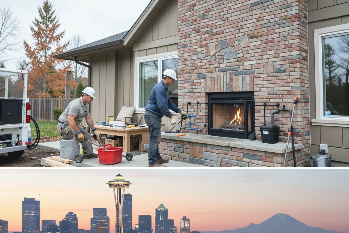 Brick Steps Construction in Seattle, King County, WA - Brick and mortar work is best done in dry weather so the mortar cures properly, favoring the summer months.