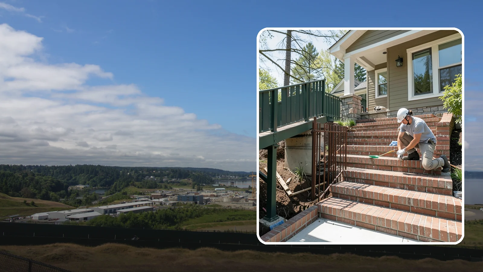 Brick Steps Construction in University Place, Pierce County, WA - Crafting classic brick steps that pair timeless looks with the durability to handle Northwest moisture.