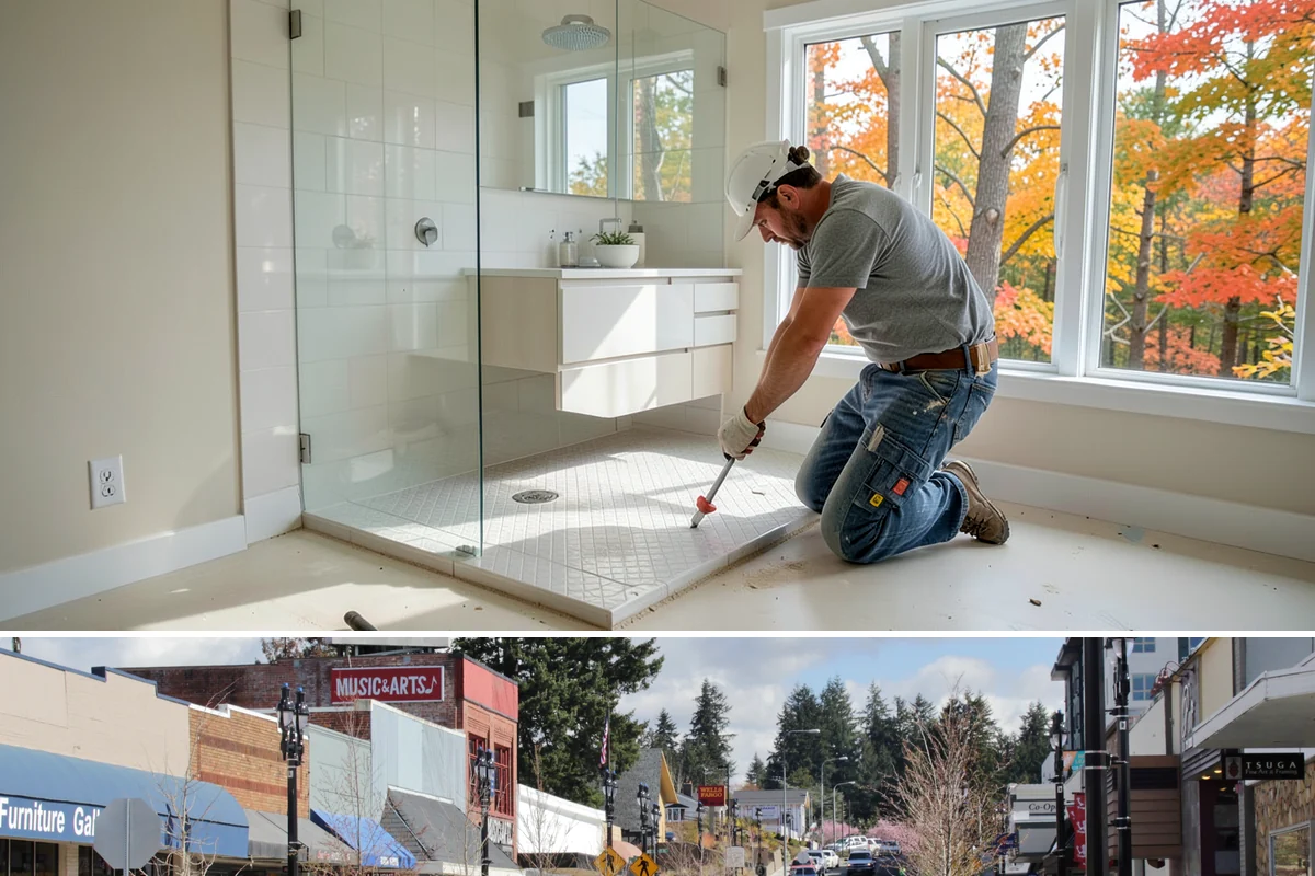 Brick Veneer Installation in Bothell, King County, WA - Mild, dry weather from late spring to early fall lets veneer mortar cure without rain washout.