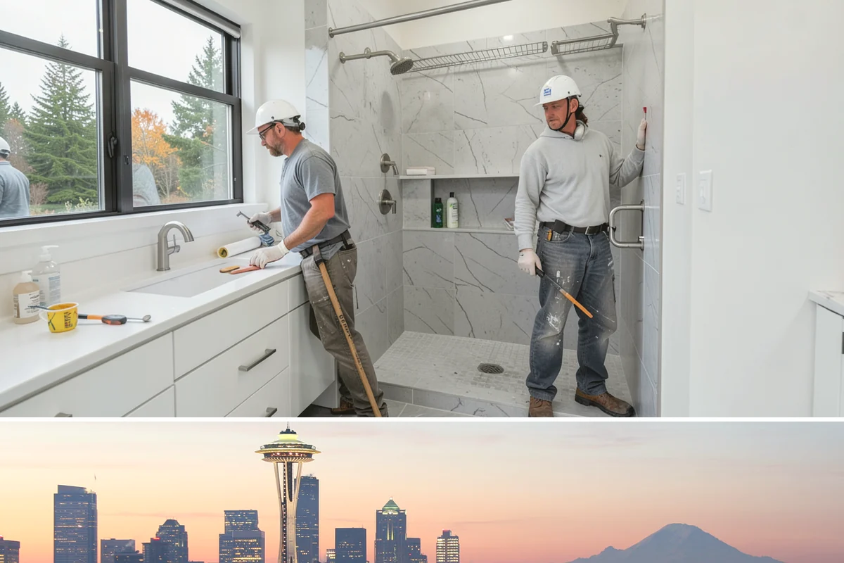 Brick Veneer Installation in Seattle, King County, WA - Mild, dry weather from late spring to early fall lets veneer mortar cure without rain washout.