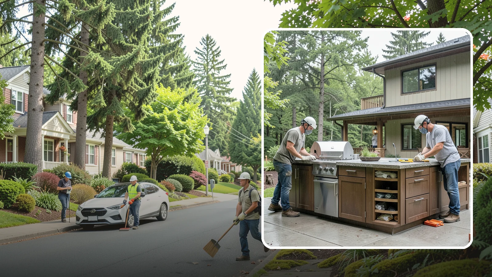 Built-In BBQ Construction in Beaux Arts Village, King County, WA - A custom built-in BBQ island that gives your grilling setup permanent counters, storage, and weatherproof durability.