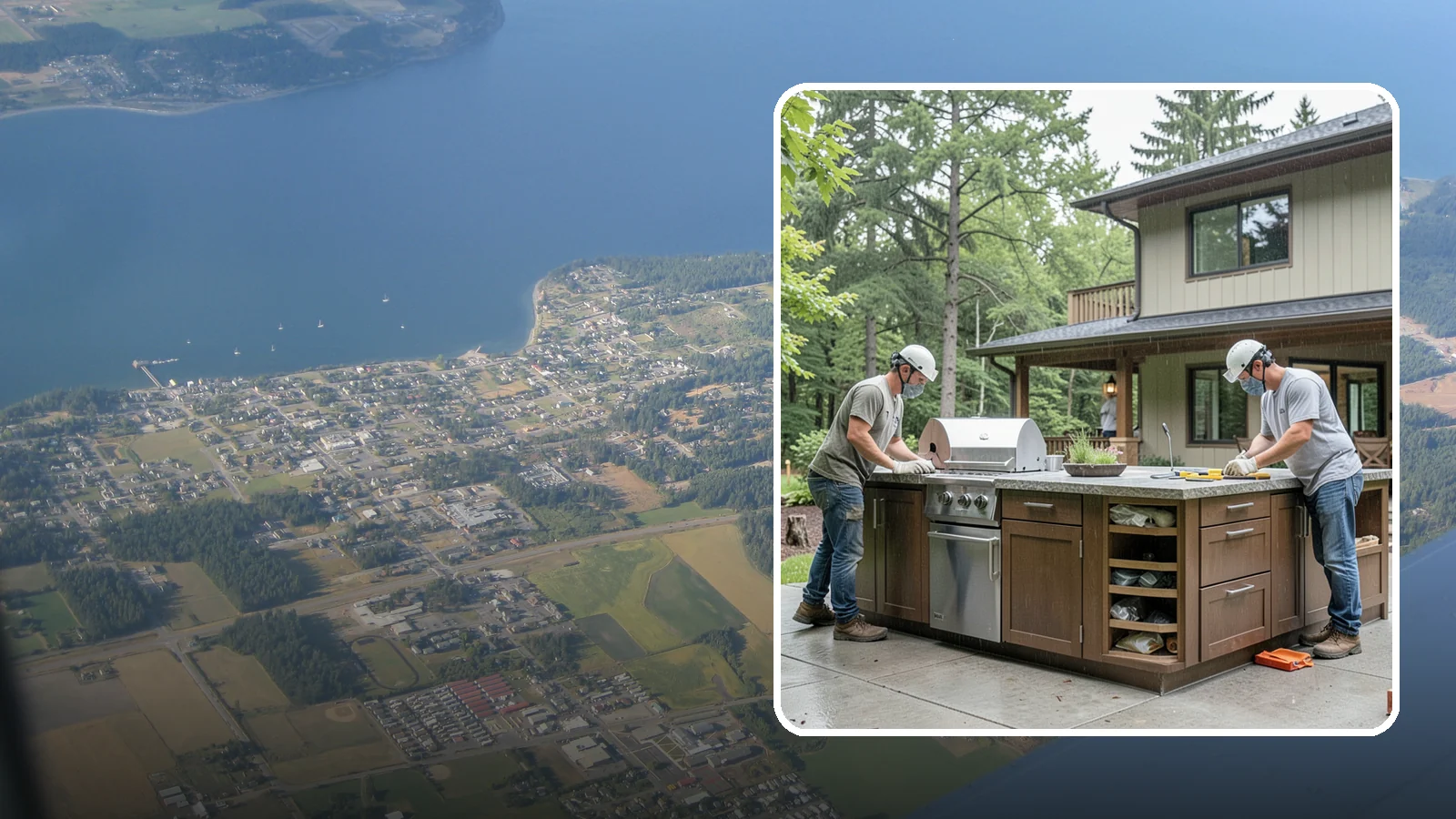 Built-In BBQ Construction in Coupeville, Island County, WA - A custom built-in BBQ island that gives your grilling setup permanent counters, storage, and weatherproof durability.
