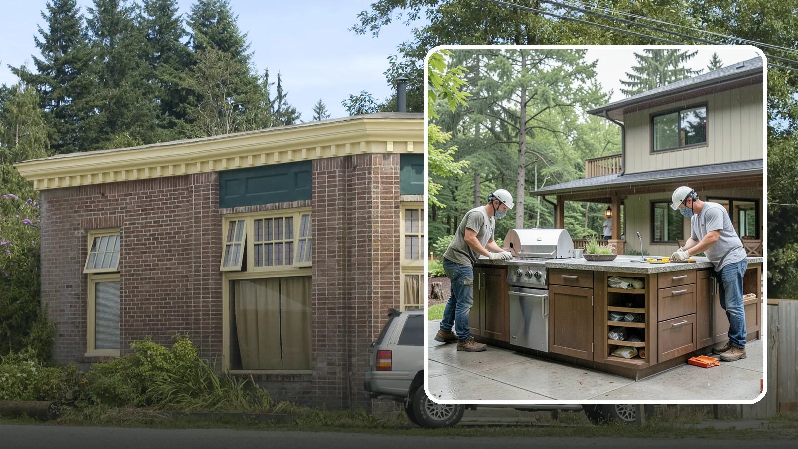 Built-In BBQ Construction in Hamilton, Skagit County, WA - A custom built-in BBQ island that gives your grilling setup permanent counters, storage, and weatherproof durability.