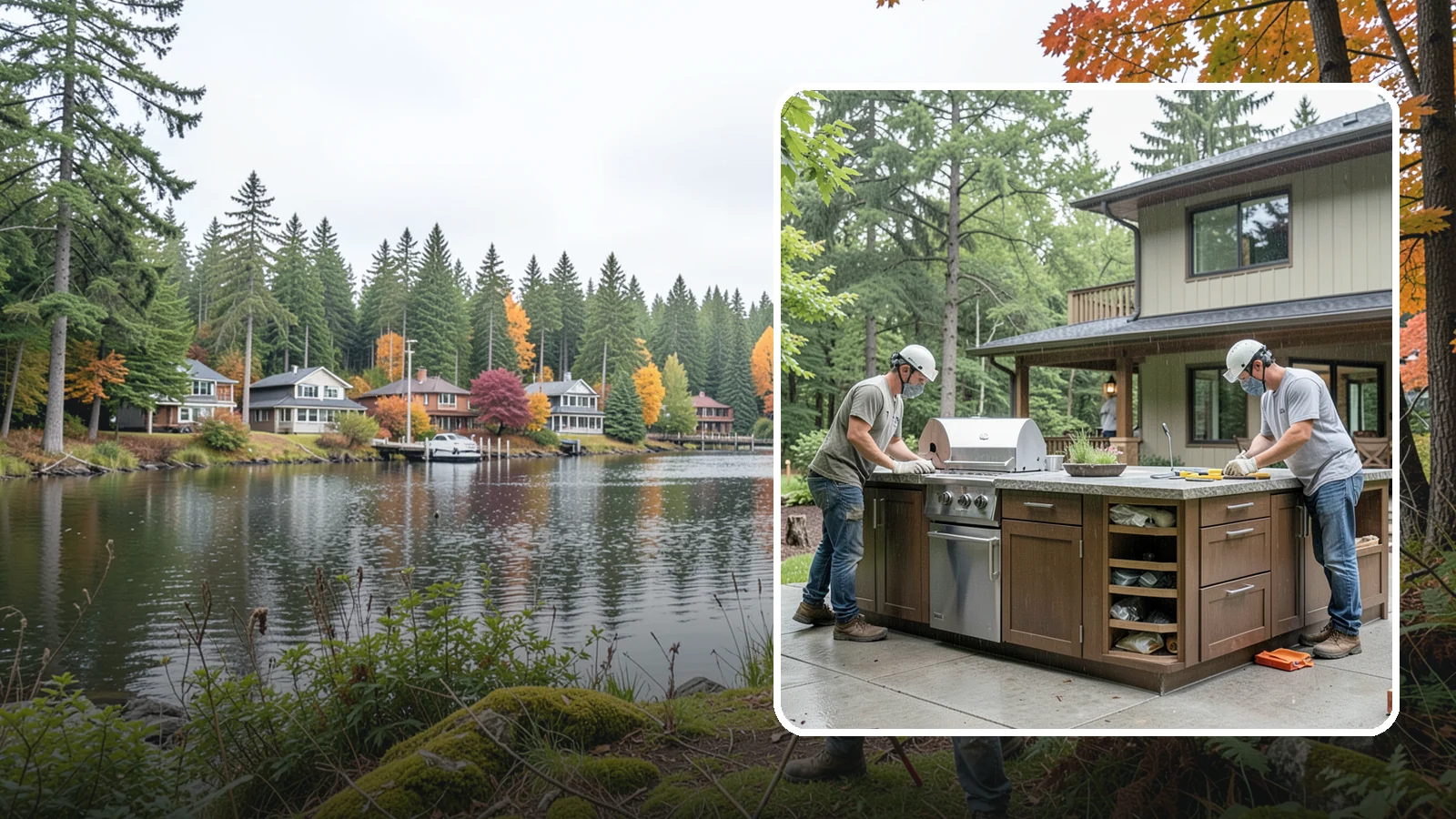 Built-In BBQ Construction in La Conner, Skagit County, WA - A custom built-in BBQ island that gives your grilling setup permanent counters, storage, and weatherproof durability.