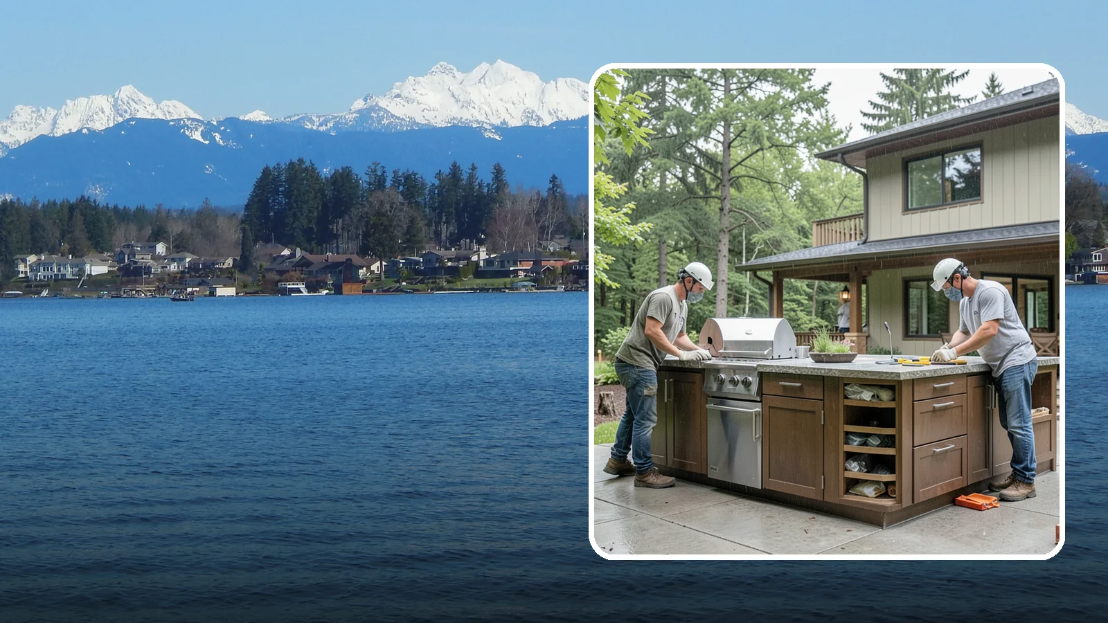 Built-In BBQ Construction in Lake Stevens, Snohomish County, WA - A custom built-in BBQ island that gives your grilling setup permanent counters, storage, and weatherproof durability.
