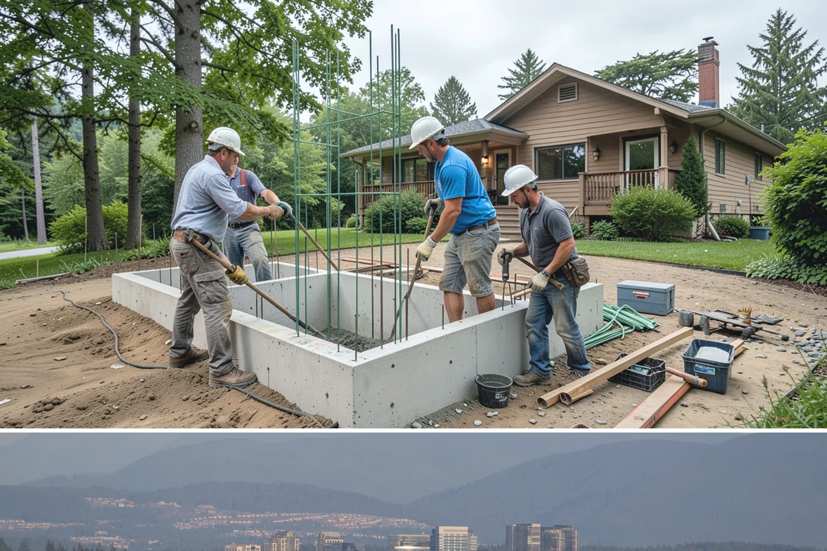 Built-In BBQ Construction in Medina, King County, WA - Summer construction lets sealants and masonry cure before the wet months set in.