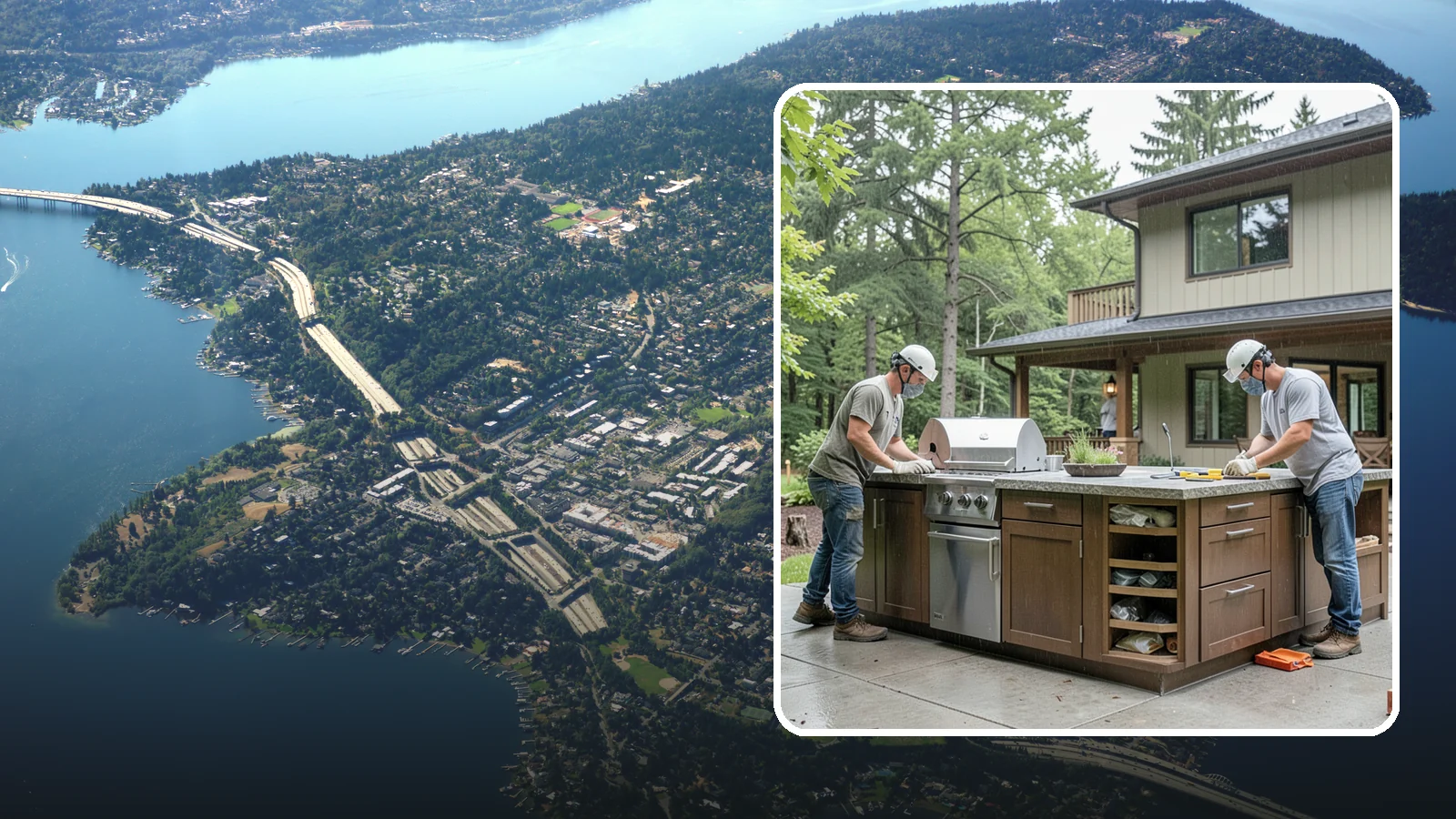 Built-In BBQ Construction in Mercer Island, King County, WA - A custom built-in BBQ island that gives your grilling setup permanent counters, storage, and weatherproof durability.