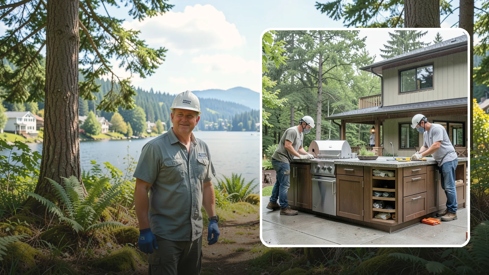 Built-In BBQ Construction in Milton, King County, WA - A custom built-in BBQ island that gives your grilling setup permanent counters, storage, and weatherproof durability.