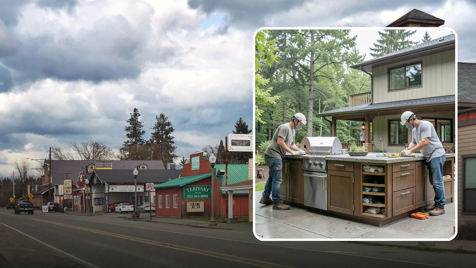 Built-In BBQ Construction in Roy, Pierce County, WA - A custom built-in BBQ island that gives your grilling setup permanent counters, storage, and weatherproof durability.