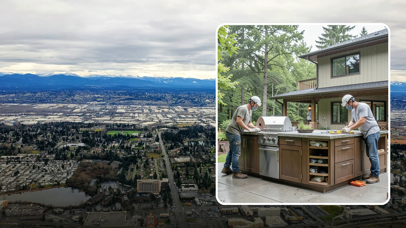 Built-In BBQ Construction in SeaTac, King County, WA - A custom built-in BBQ island that gives your grilling setup permanent counters, storage, and weatherproof durability.