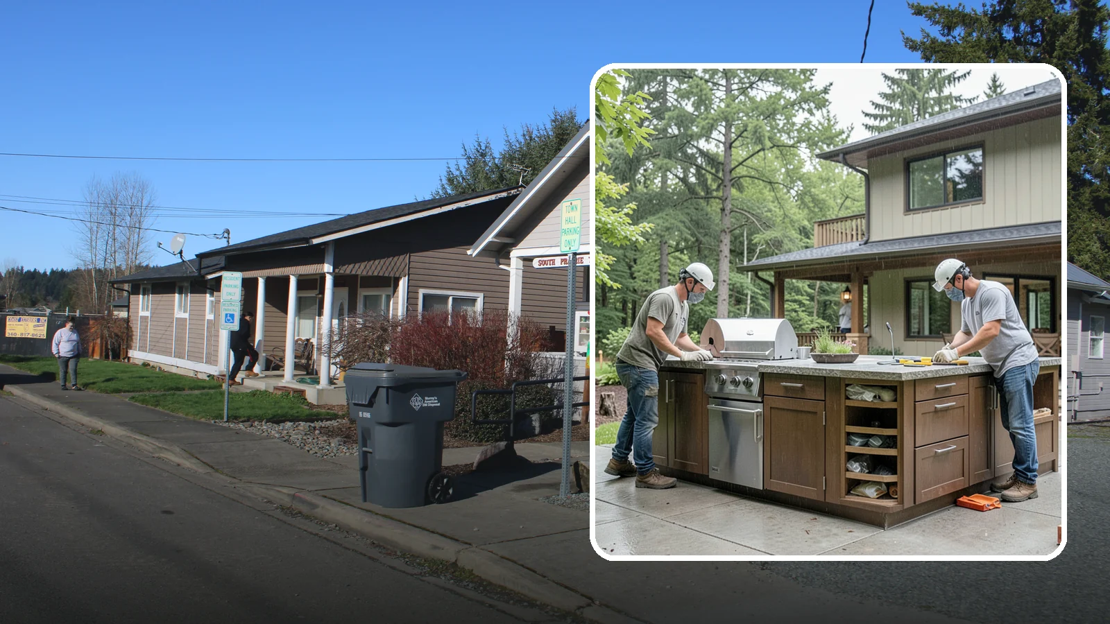 Built-In BBQ Construction in South Prairie, Pierce County, WA - A custom built-in BBQ island that gives your grilling setup permanent counters, storage, and weatherproof durability.