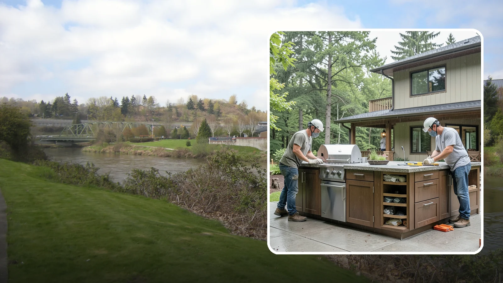 Built-In BBQ Construction in Tukwila, King County, WA - A custom built-in BBQ island that gives your grilling setup permanent counters, storage, and weatherproof durability.