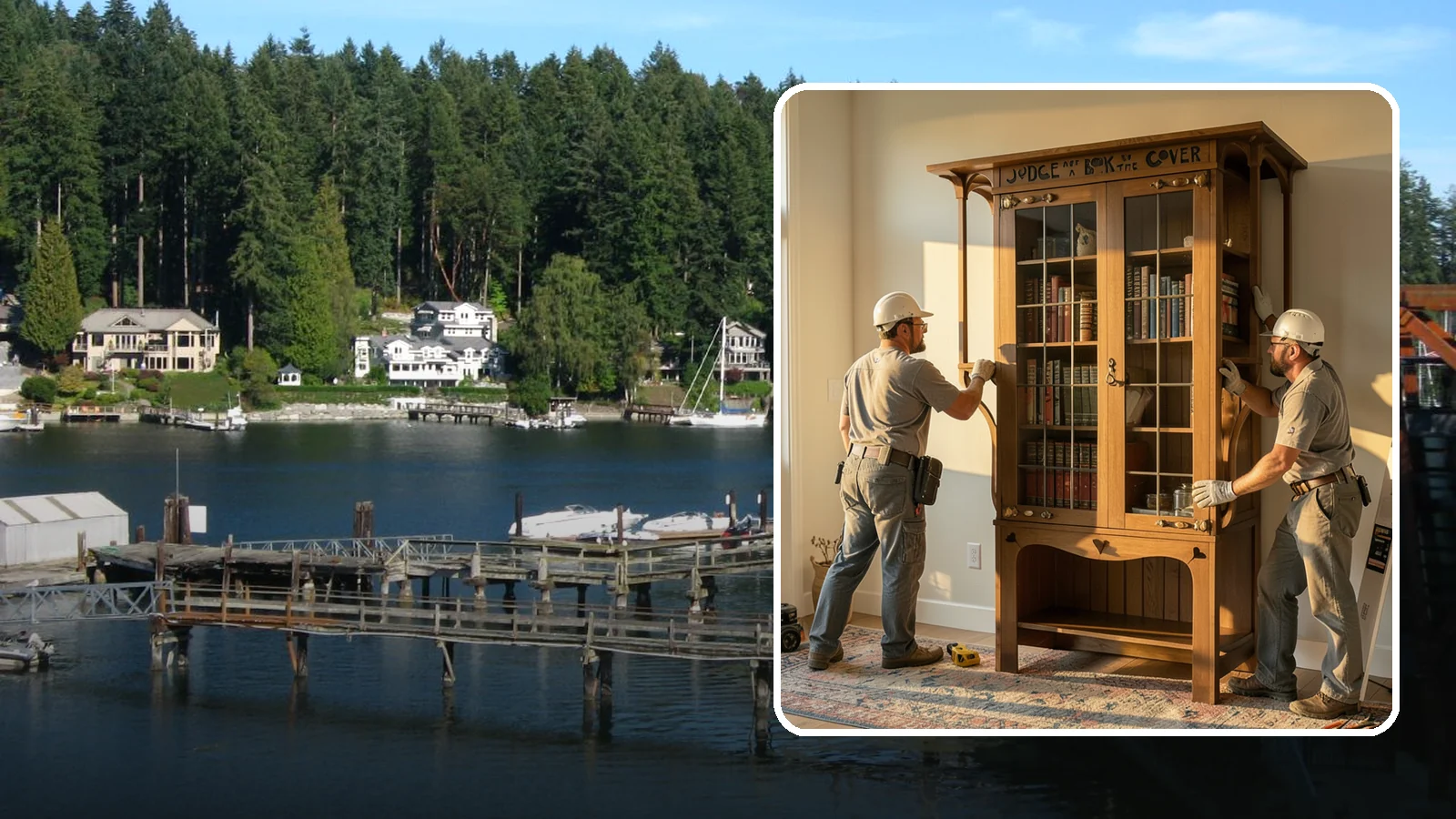 Built-In Bookcase Construction in Gig Harbor, Pierce County, WA - Custom built-in bookcases crafted to fit your space and display books, decor, and memories beautifully.