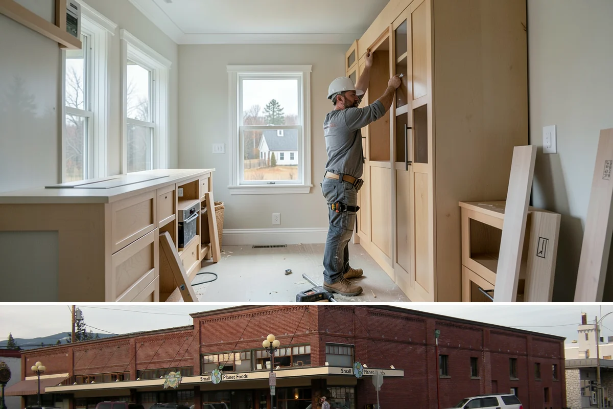 Built-In Bookcase Construction in Sedro-Woolley, Skagit County, WA - Built-ins are interior craftsmanship that can be scheduled comfortably in any season.