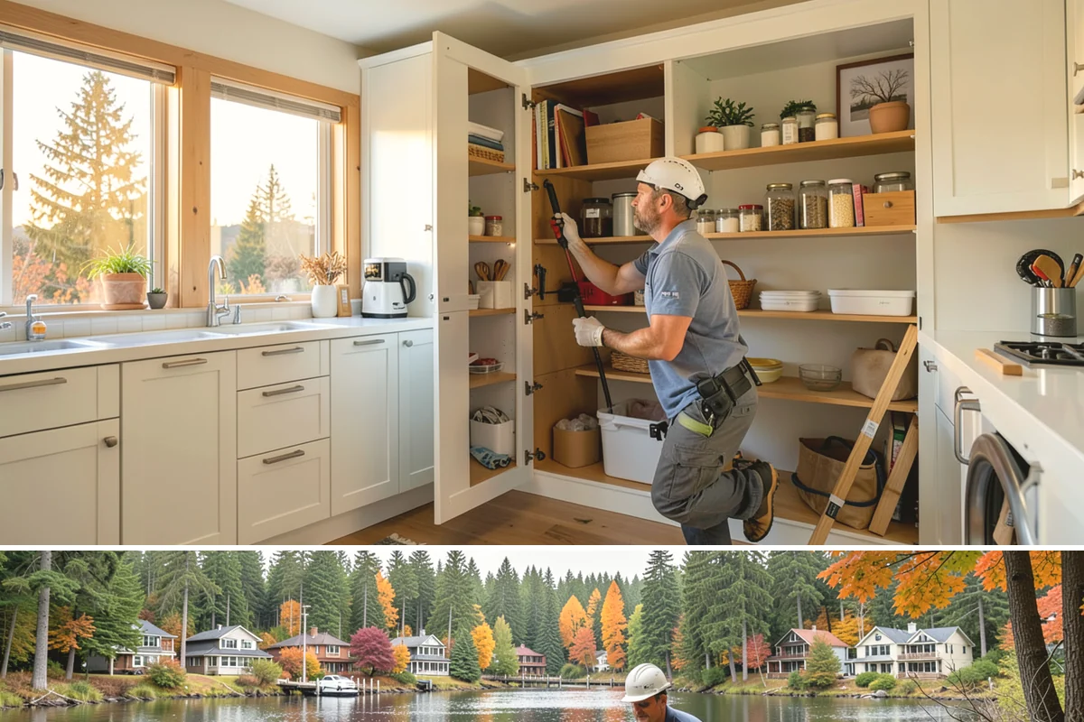 Built-In Shelving in La Conner, Skagit County, WA - Built-in shelving is indoor carpentry that can be built any time of year.
