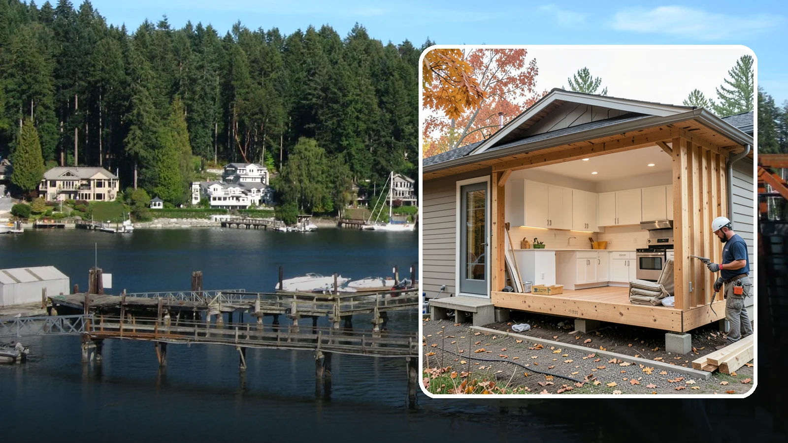 Bump-Out Addition in Gig Harbor, Pierce County, WA - A bump-out addition pushes a wall outward a few feet to enlarge a kitchen, bath, or living area.