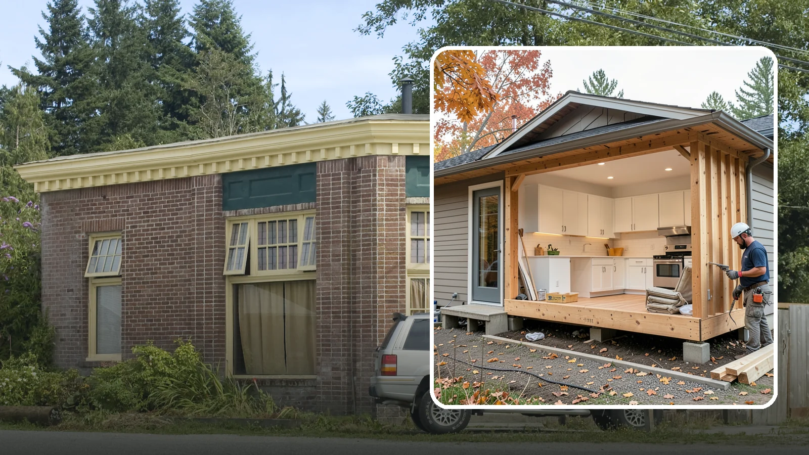 Bump-Out Addition in Hamilton, Skagit County, WA - A bump-out addition pushes a wall outward a few feet to enlarge a kitchen, bath, or living area.