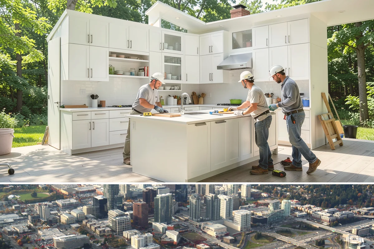 Butcher Block Countertop Installation in Bellevue, King County, WA - Butcher block is fabricated and installed indoors year-round, unbothered by the rainy PNW climate.