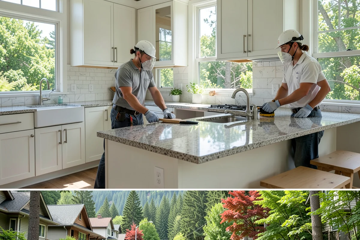Butcher Block Countertop Installation in Darrington, Snohomish County, WA - Butcher block is fabricated and installed indoors year-round, unbothered by the rainy PNW climate.