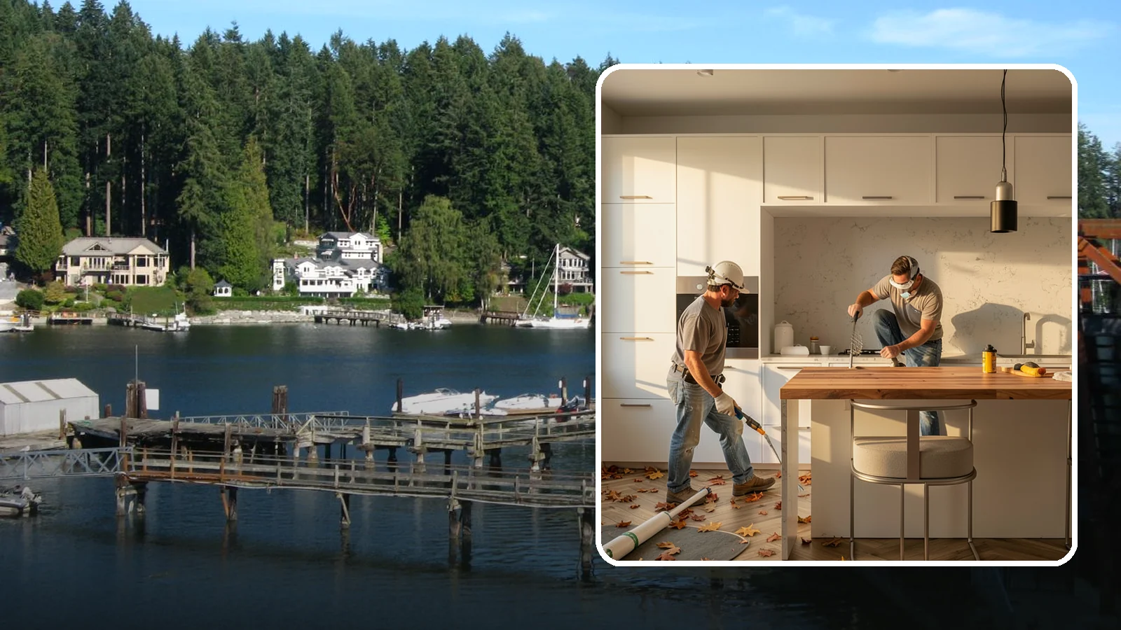 Butcher Block Countertop Installation in Gig Harbor, Pierce County, WA - Warm butcher block countertop installation that adds natural wood texture and a functional food-prep surface.