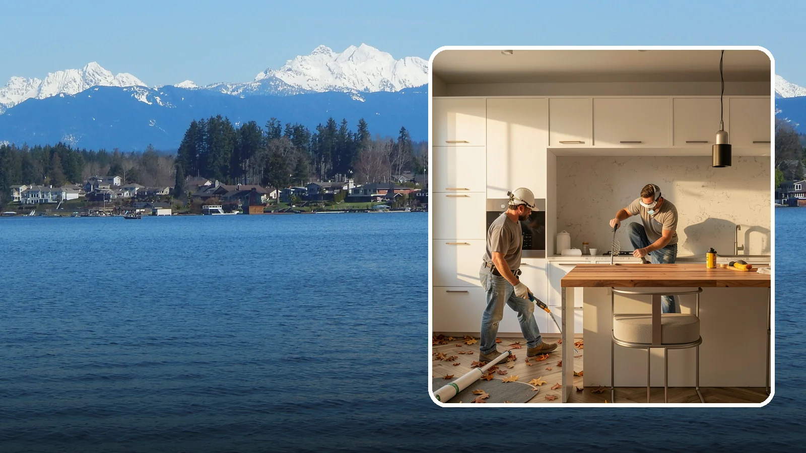 Butcher Block Countertop Installation in Lake Stevens, Snohomish County, WA - Warm butcher block countertop installation that adds natural wood texture and a functional food-prep surface.