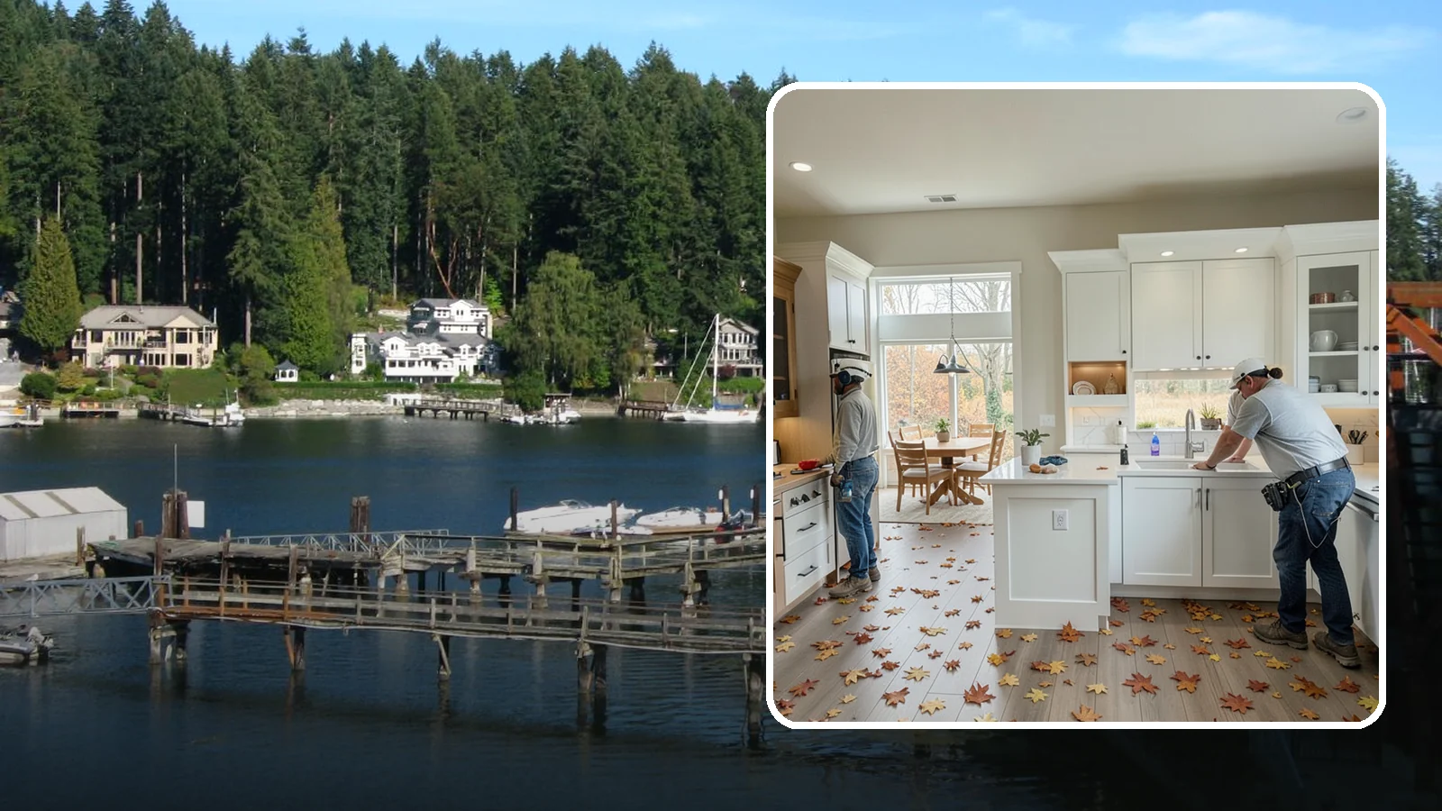 Butler Pantry Construction in Gig Harbor, Pierce County, WA - Building a butler's pantry transition space with counters, cabinetry, and often a sink between the kitchen and dining room.