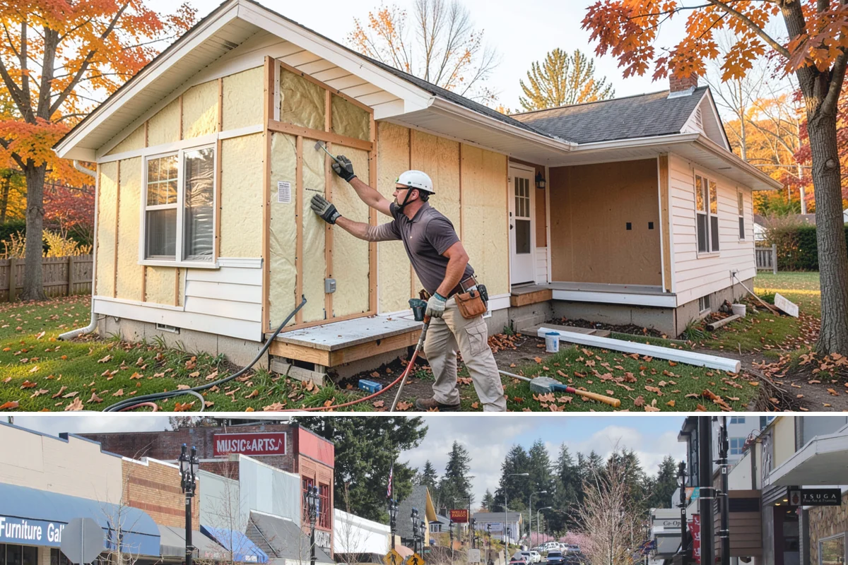Cabana Construction in Bothell, King County, WA - Summer construction allows footings and finishes to set before the wet season.
