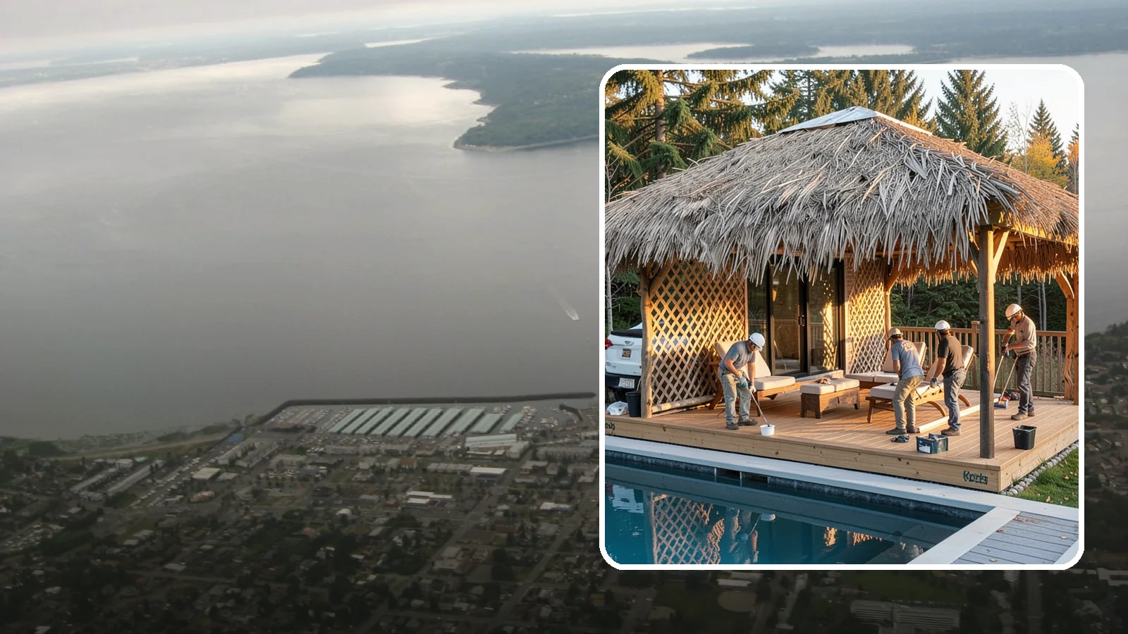 Cabana Construction in Des Moines, King County, WA - A stylish cabana that provides shaded lounging and shelter beside your pool or patio.