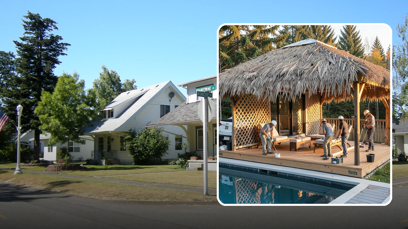 Cabana Construction in DuPont, Pierce County, WA - A stylish cabana that provides shaded lounging and shelter beside your pool or patio.