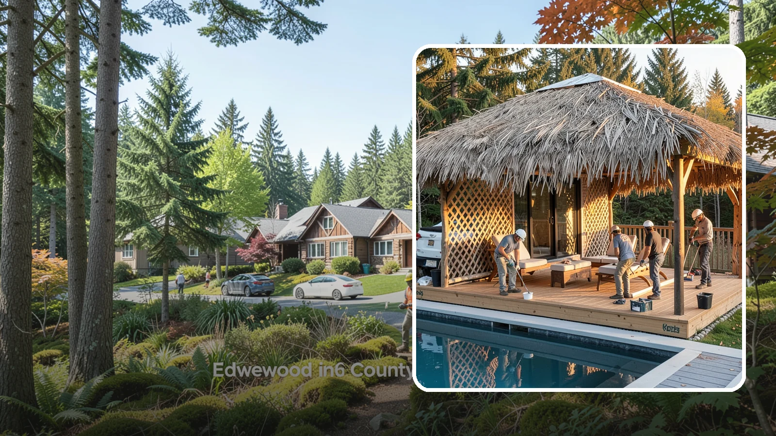 Cabana Construction in Edgewood, Pierce County, WA - A stylish cabana that provides shaded lounging and shelter beside your pool or patio.