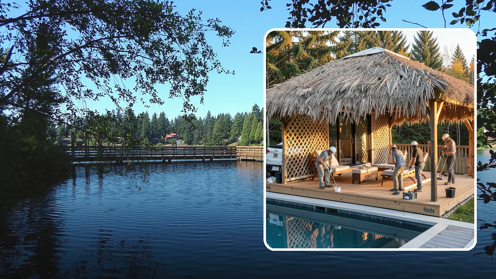 Cabana Construction in Federal Way, King County, WA - A stylish cabana that provides shaded lounging and shelter beside your pool or patio.