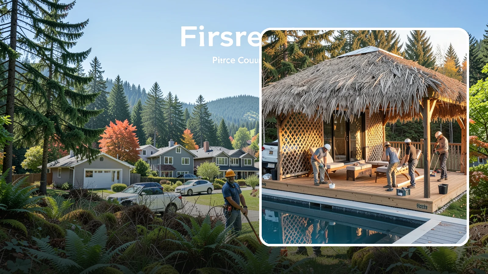 Cabana Construction in Fircrest, Pierce County, WA - A stylish cabana that provides shaded lounging and shelter beside your pool or patio.