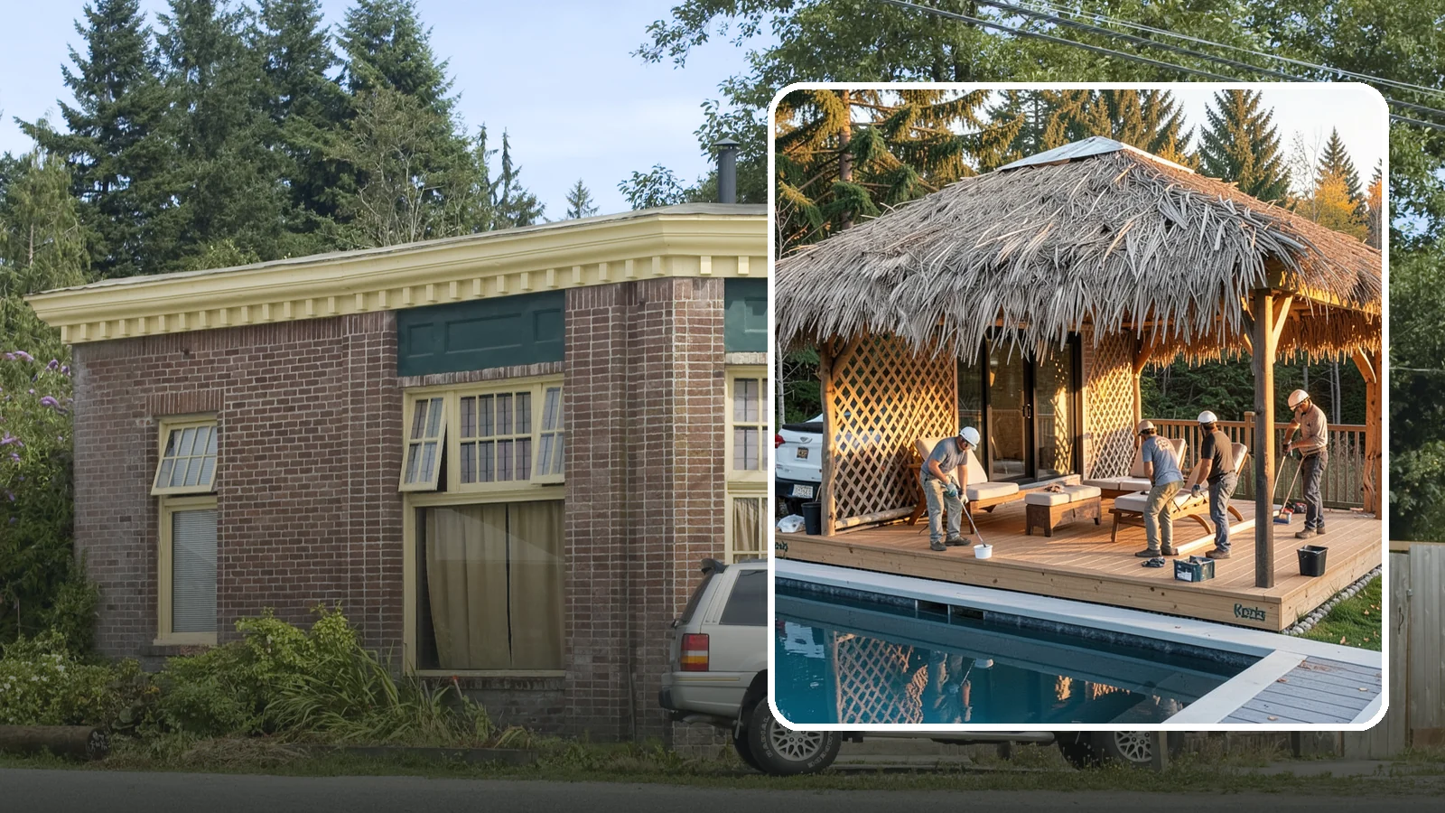 Cabana Construction in Hamilton, Skagit County, WA - A stylish cabana that provides shaded lounging and shelter beside your pool or patio.