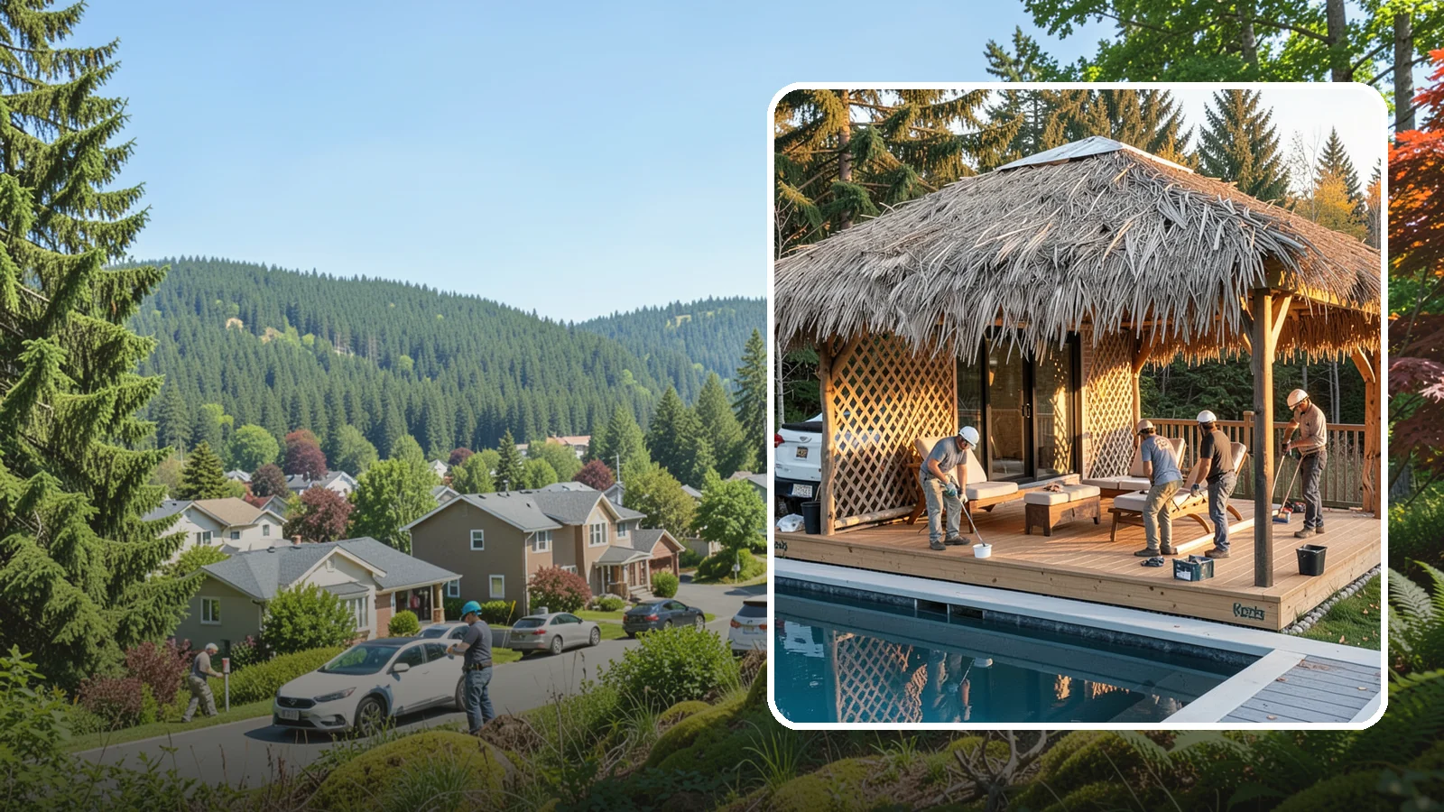 Cabana Construction in Index, Snohomish County, WA - A stylish cabana that provides shaded lounging and shelter beside your pool or patio.