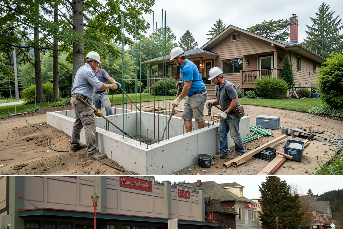 Cabana Construction in Issaquah, King County, WA - Summer construction allows footings and finishes to set before the wet season.