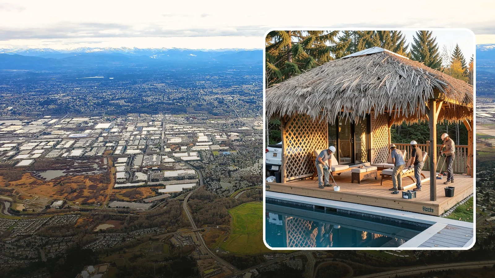 Cabana Construction in Kent, King County, WA - A stylish cabana that provides shaded lounging and shelter beside your pool or patio.