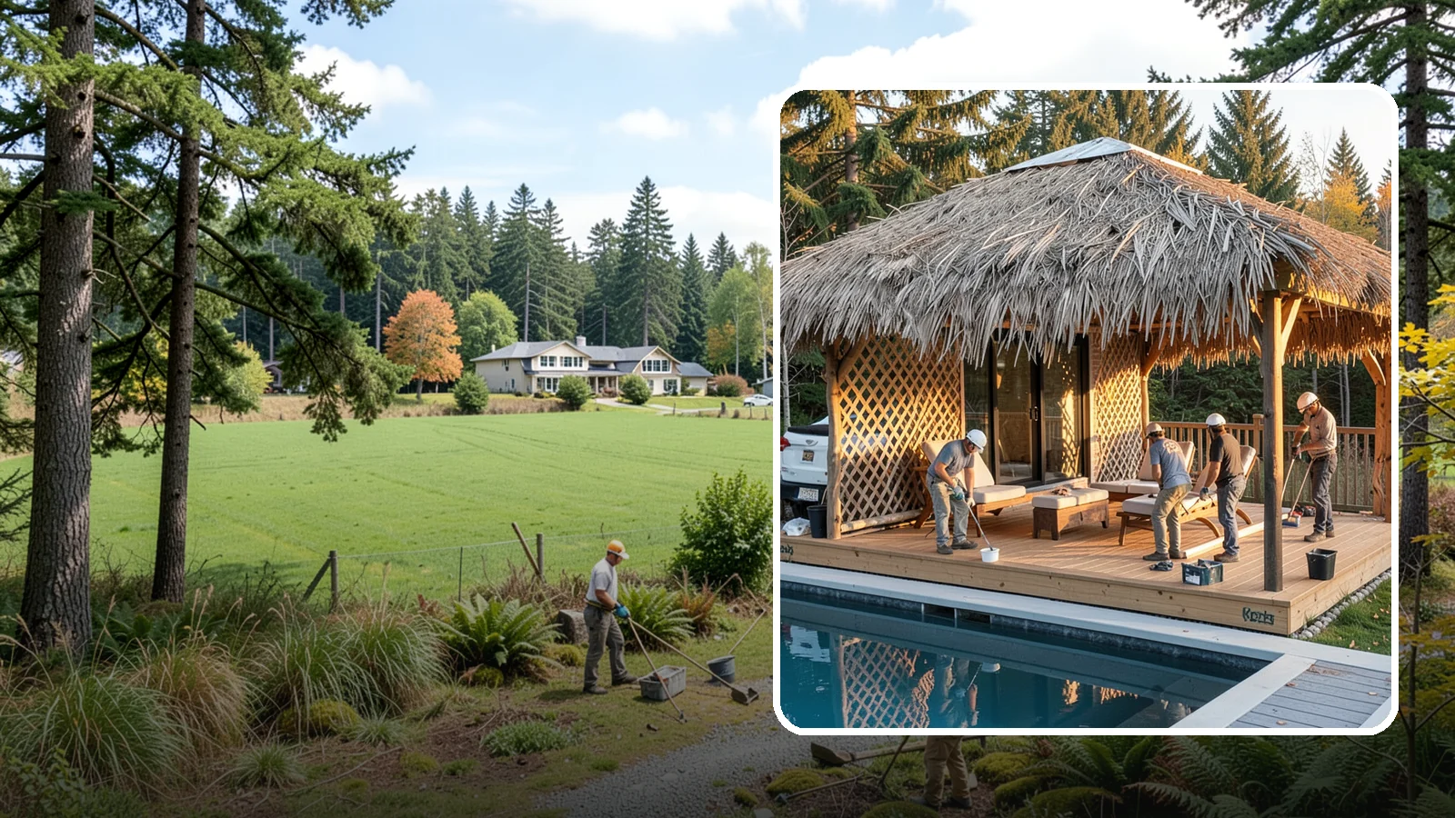 Cabana Construction in Lyman, Skagit County, WA - A stylish cabana that provides shaded lounging and shelter beside your pool or patio.