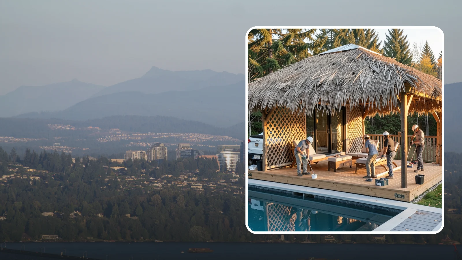 Cabana Construction in Medina, King County, WA - A stylish cabana that provides shaded lounging and shelter beside your pool or patio.