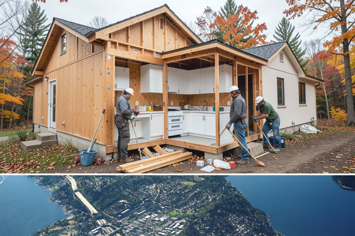 Cabana Construction in Mercer Island, King County, WA - Summer construction allows footings and finishes to set before the wet season.