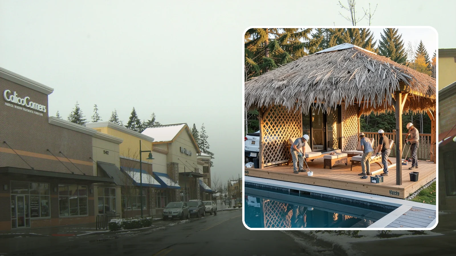 Cabana Construction in Mill Creek, Snohomish County, WA - A stylish cabana that provides shaded lounging and shelter beside your pool or patio.