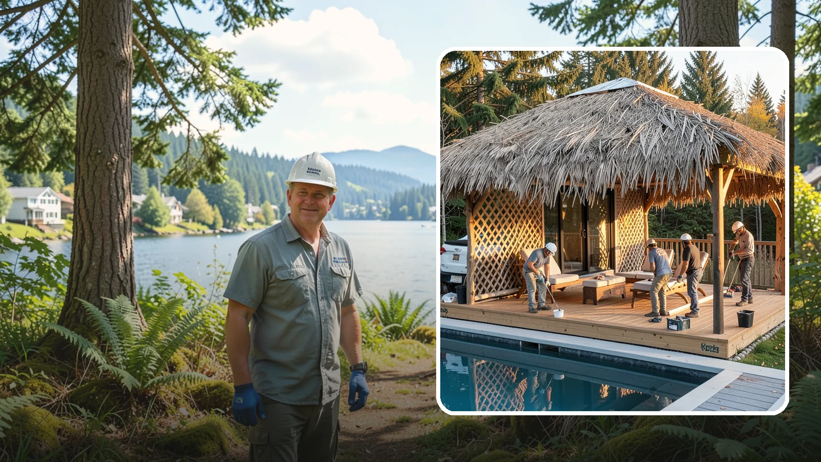 Cabana Construction in Milton, King County, WA - A stylish cabana that provides shaded lounging and shelter beside your pool or patio.