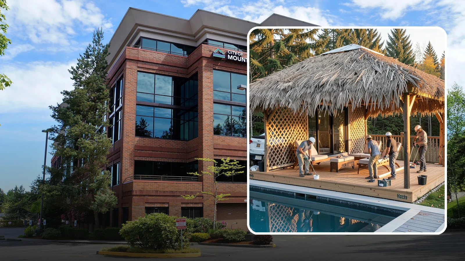 Cabana Construction in Mountlake Terrace, Snohomish County, WA - A stylish cabana that provides shaded lounging and shelter beside your pool or patio.
