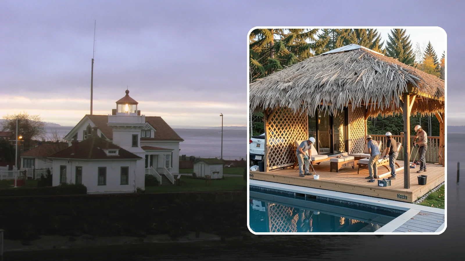 Cabana Construction in Mukilteo, Snohomish County, WA - A stylish cabana that provides shaded lounging and shelter beside your pool or patio.