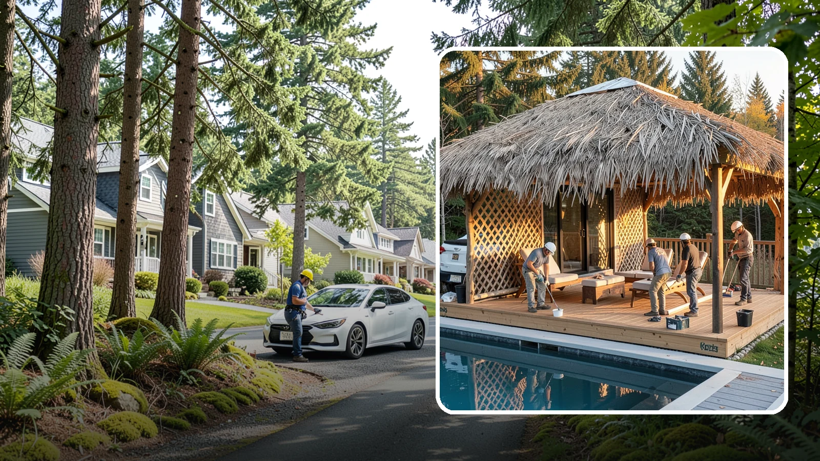 Cabana Construction in Normandy Park, King County, WA - A stylish cabana that provides shaded lounging and shelter beside your pool or patio.