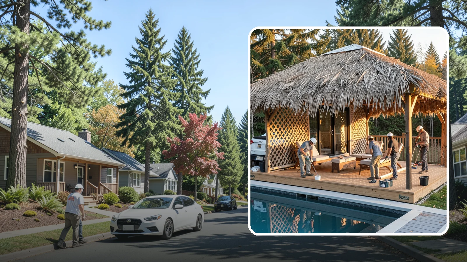 Cabana Construction in Orting, Pierce County, WA - A stylish cabana that provides shaded lounging and shelter beside your pool or patio.