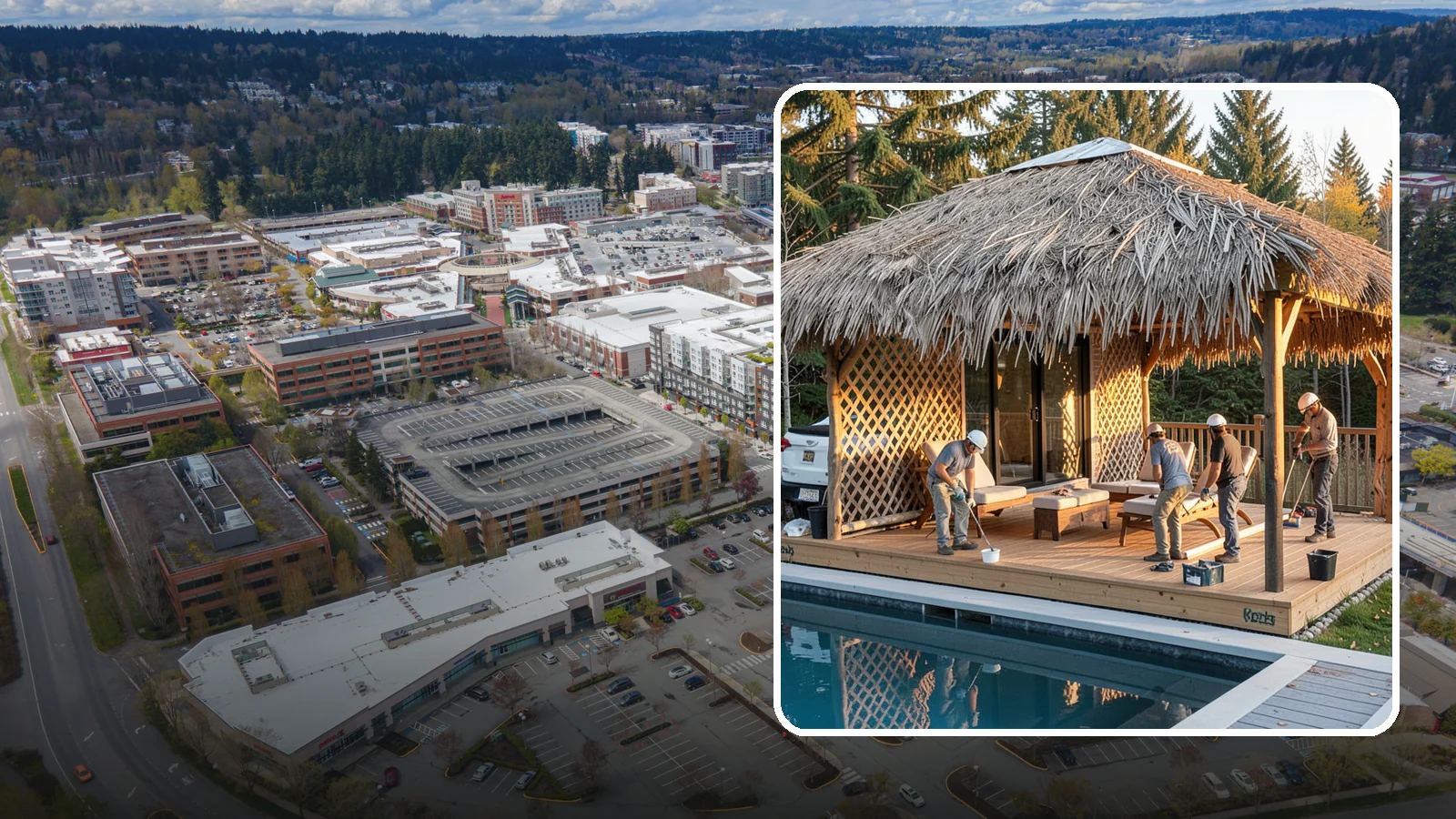 Cabana Construction in Redmond, King County, WA - A stylish cabana that provides shaded lounging and shelter beside your pool or patio.