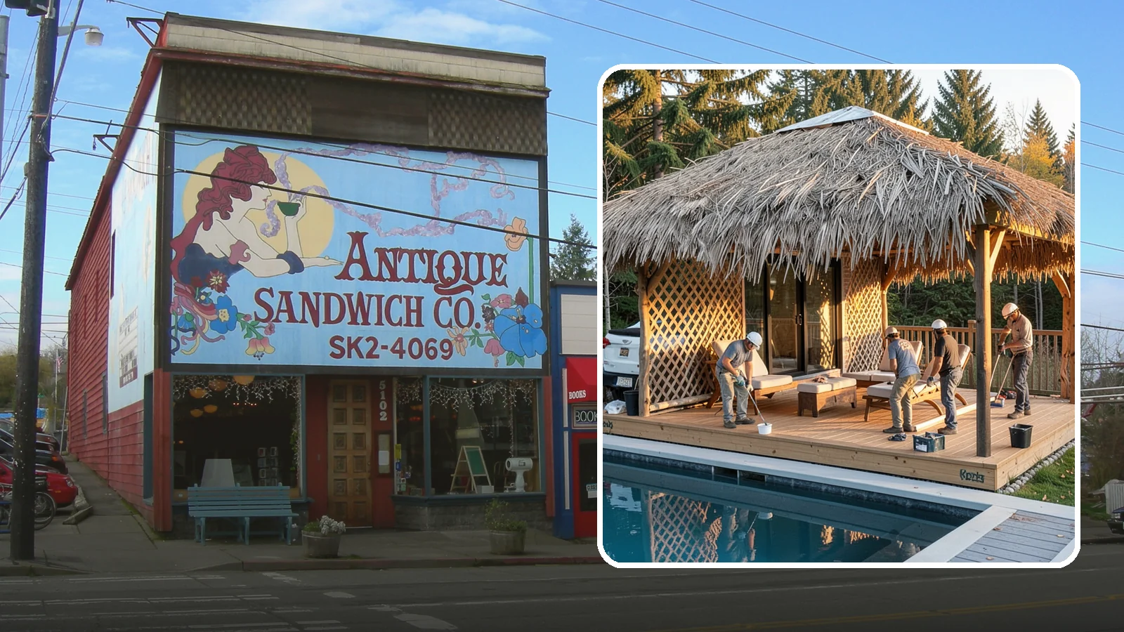 Cabana Construction in Ruston, Pierce County, WA - A stylish cabana that provides shaded lounging and shelter beside your pool or patio.
